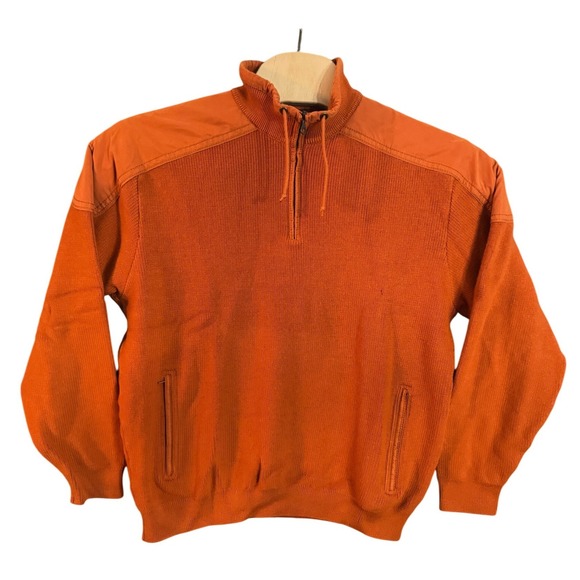 Paul & Shark Yachting Orange Wool Quarter Zip Sweater Mens Large Made in Italy